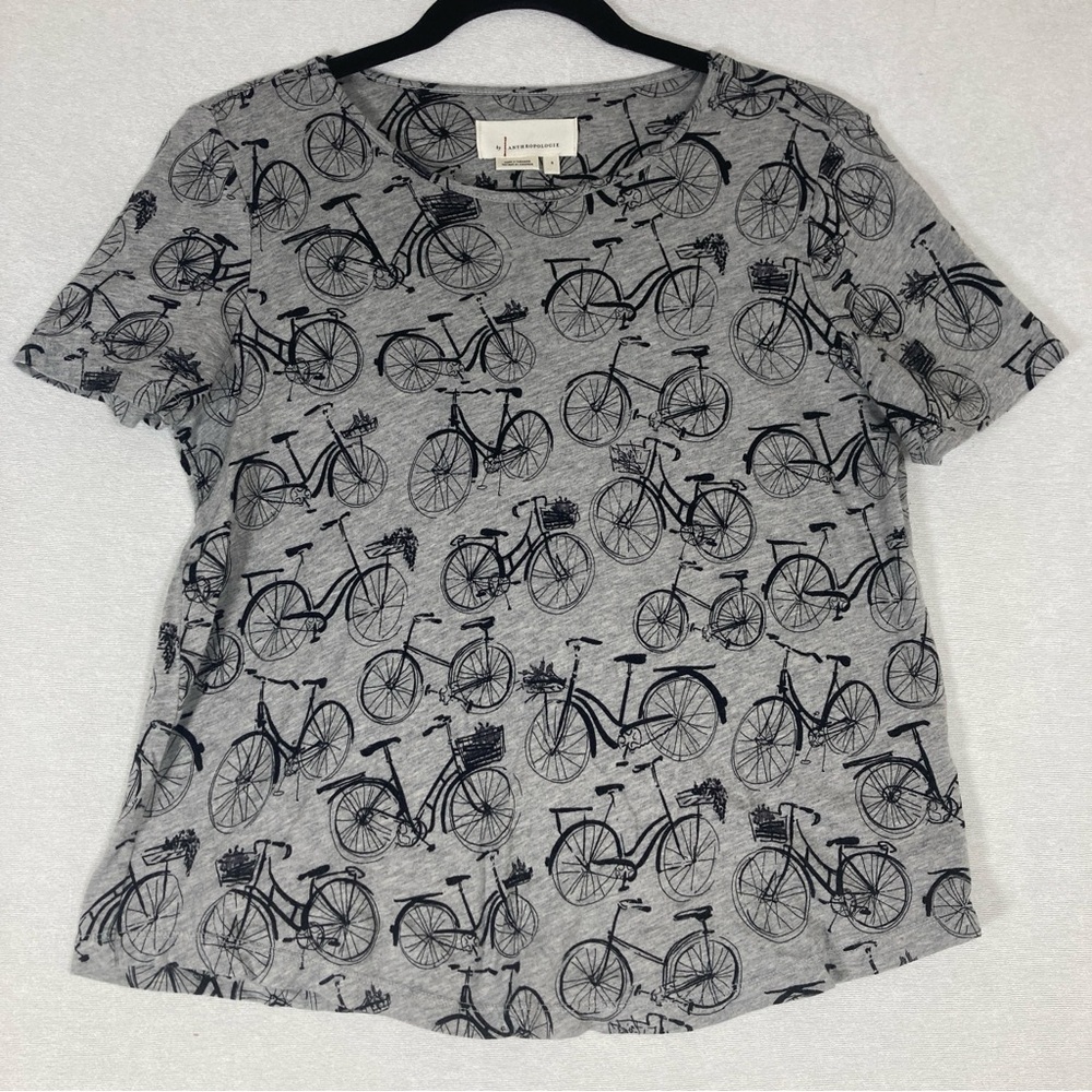 Anthropologie Weekend Bicycle Print Tee Women’s  Short Sleeves Size S - Picture 10 of 14